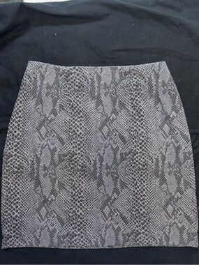 Oxford Snake-Print Mini Skirt in Gray